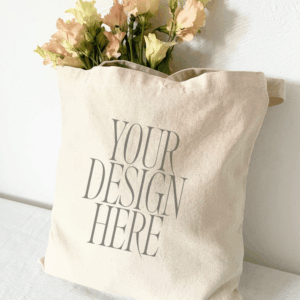 Tote Bag Mockup – Styled with Florals – Bright Window Light