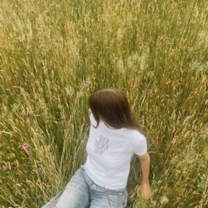 White Baby Tee Mockup in Nature | Gildan 5000B T-Shirt