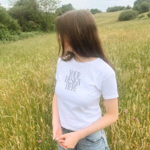 White Baby Tee Shirt Mockup | Gildan 5000B | Natural Light