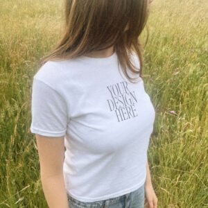 Gildan 5000B White Tee Mockup | Fashion Baby Tee Overlay