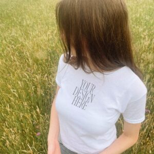 Clean White Baby Tee Mockup | Gildan 5000B for Canva & PS