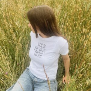 white baby tee mockup, gildan 5000B real model mockup